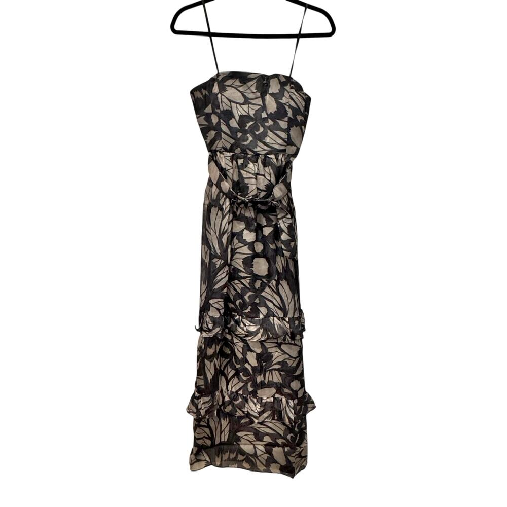 Hutch Sleeveless Belted Maxi Dress Strapless Black Butterfly Print Size LP NWOT - Picture 7 of 12